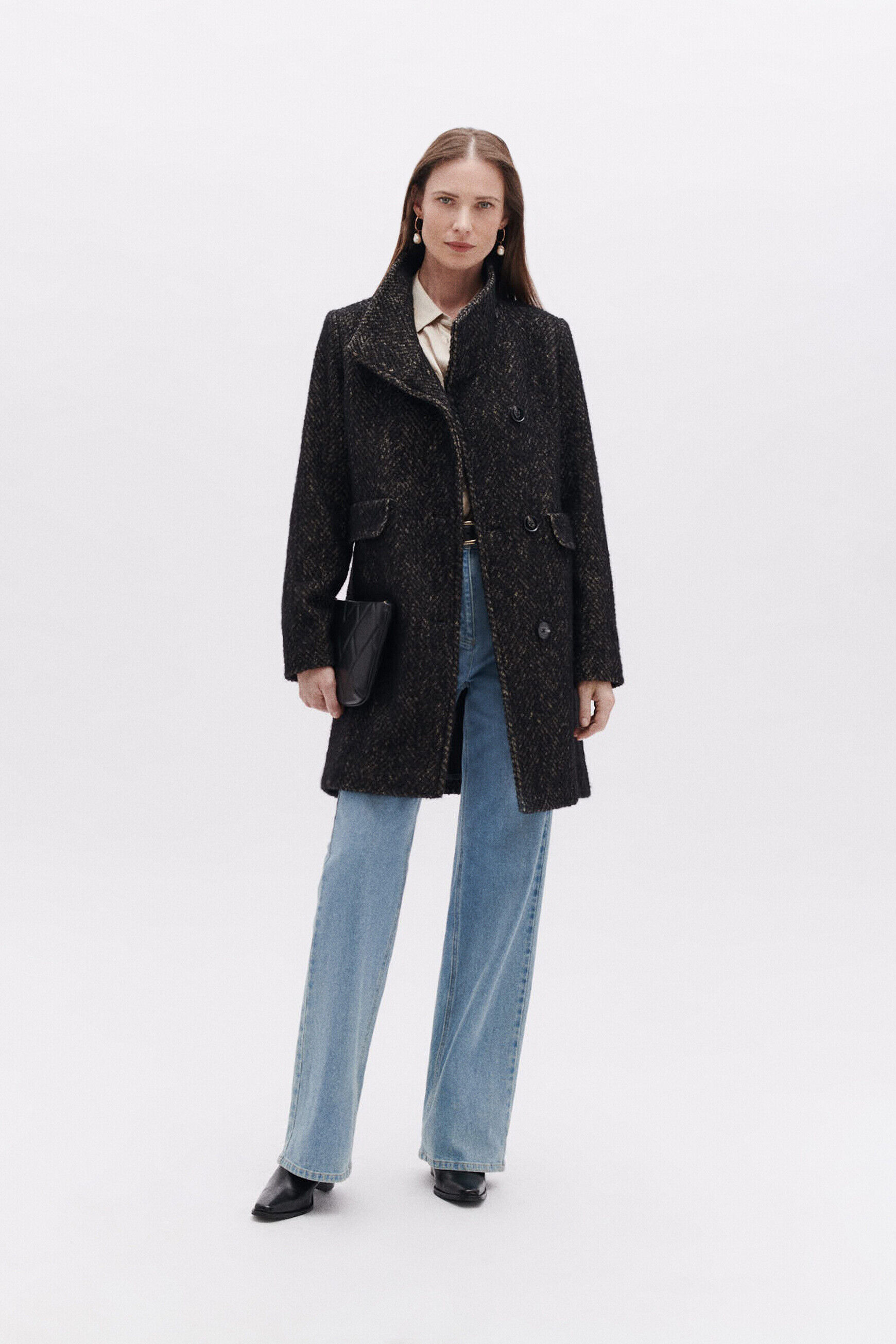 Manteau gali long noir femme