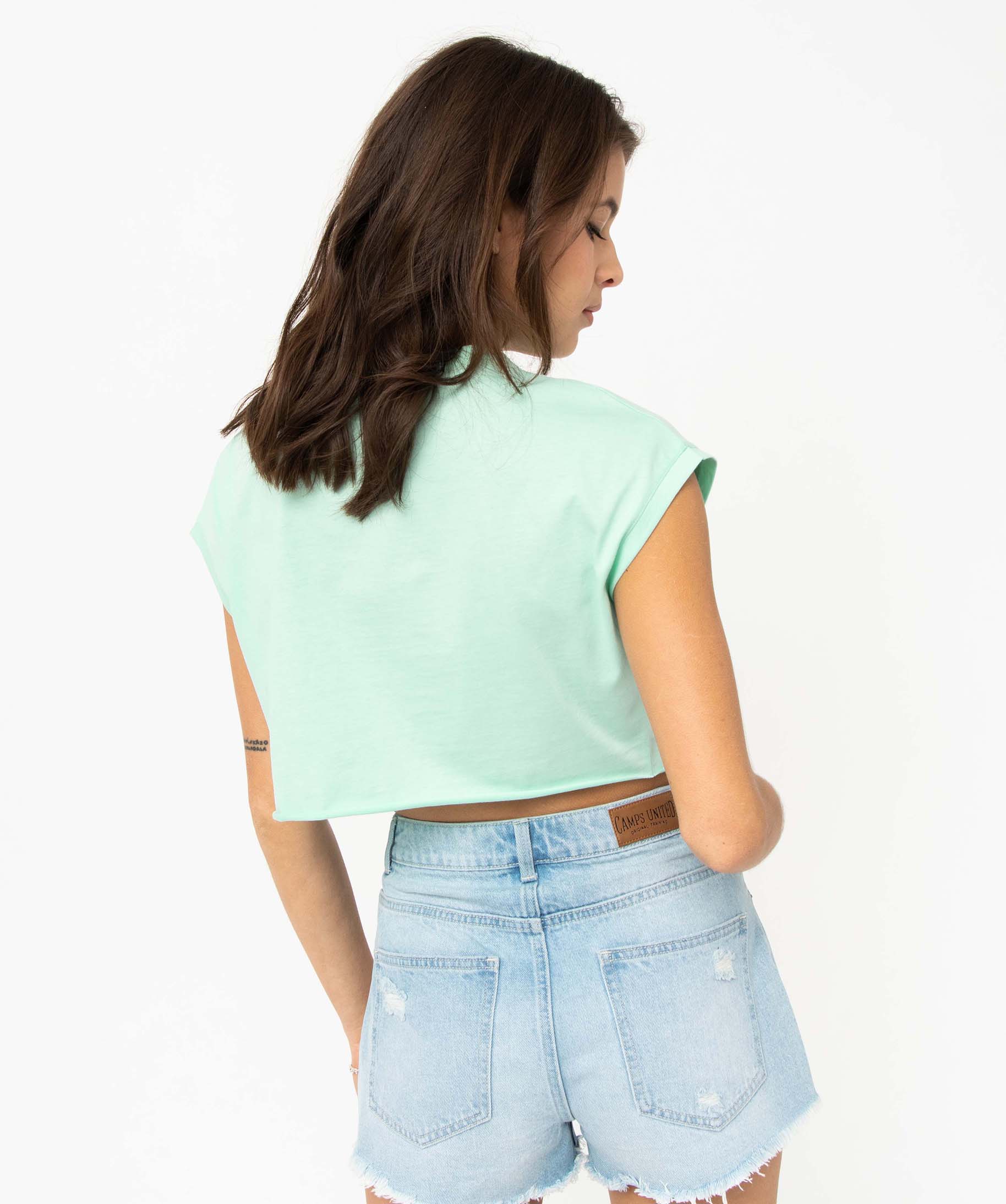 Tee-shirt crop top sans manches femme - Camps United vert | GEMO