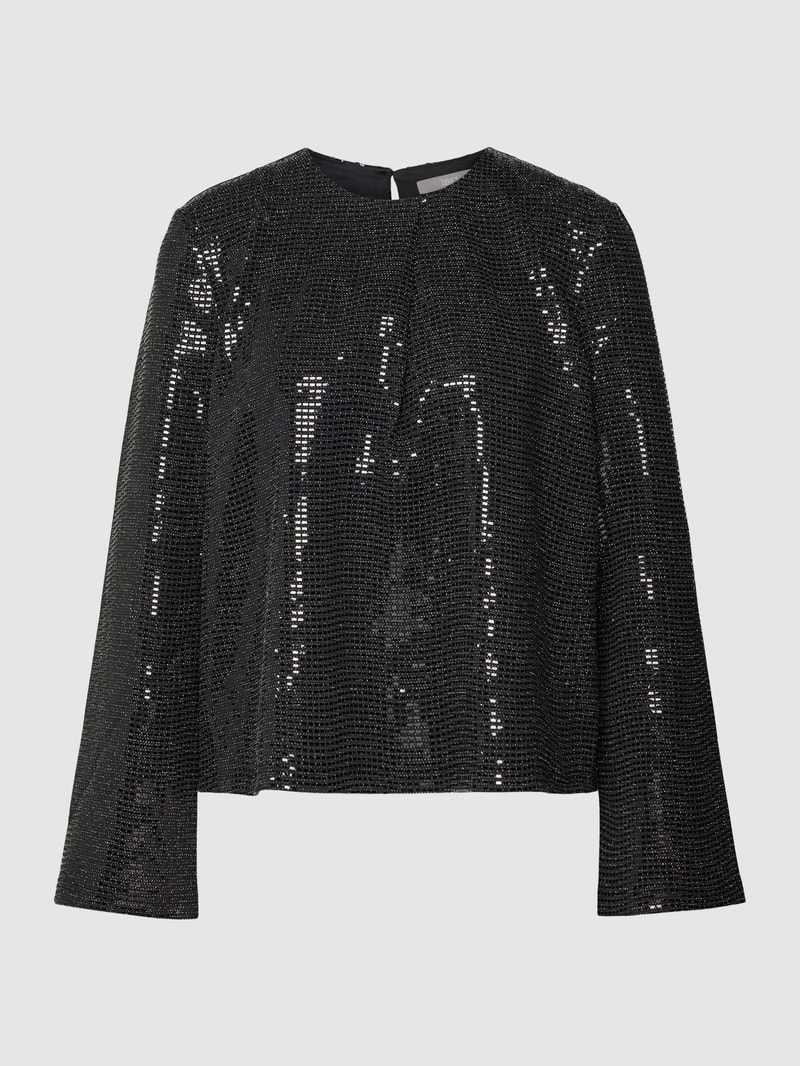 Bluse mit Allover-Paillettenbesatz in schwarz