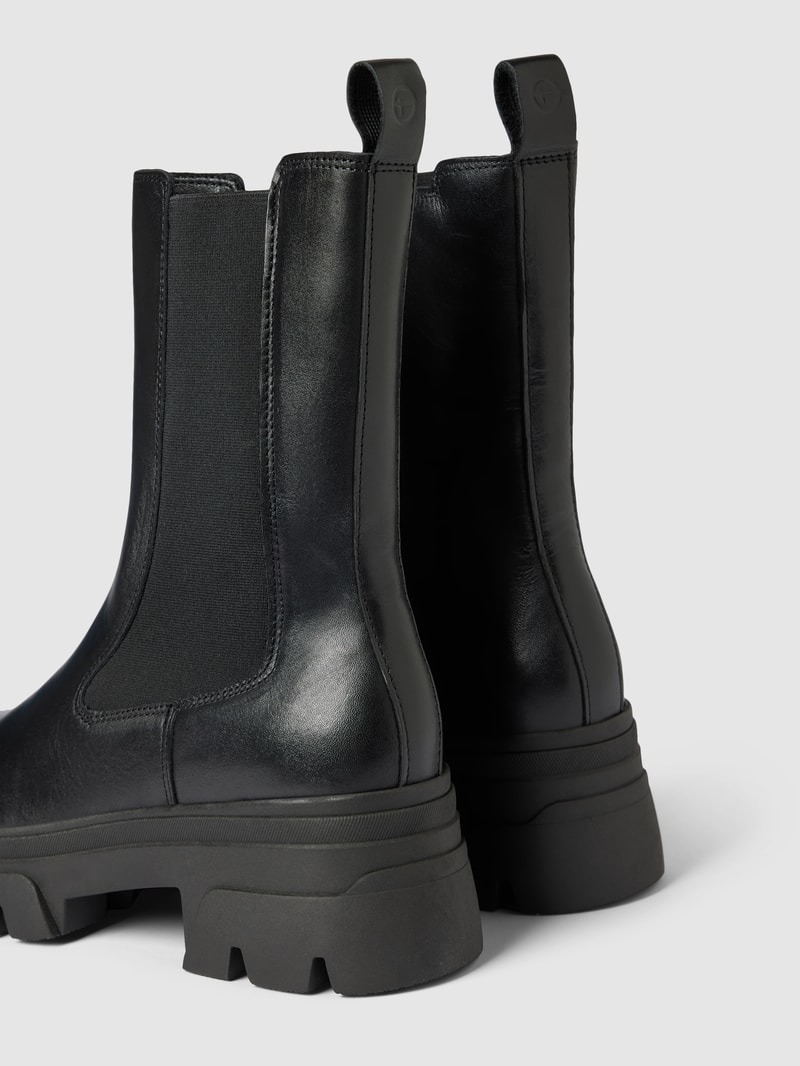 Chelsea Boots aus Leder mit Plateausohle in schwarz