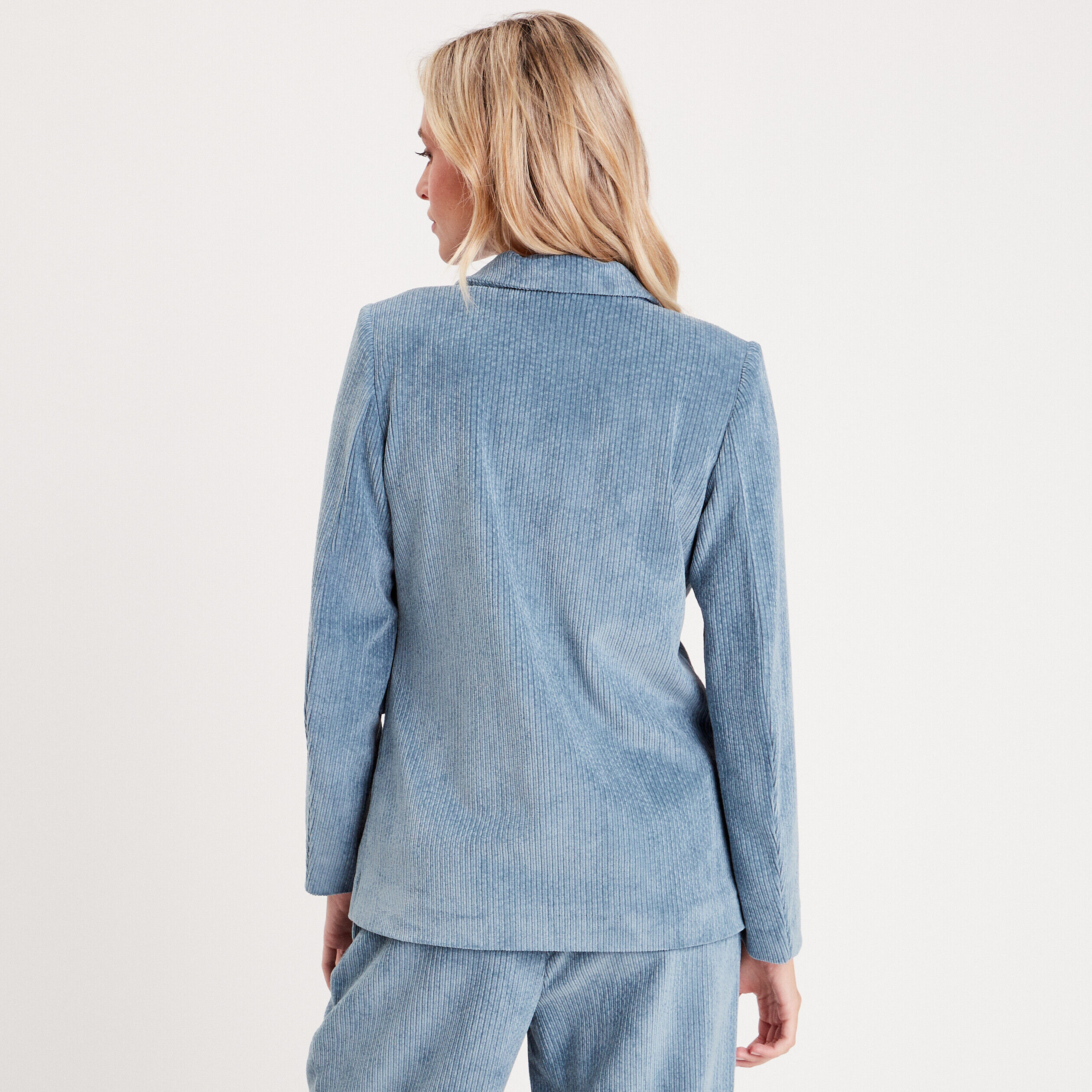 Veste blazer velours côtelé bleu clair femme | Cache Cache