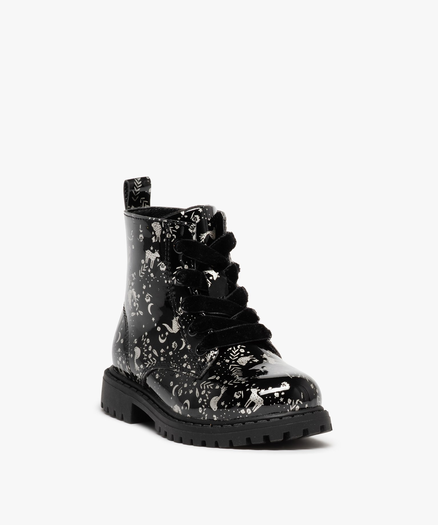 Boots bébé fille vernies et pailletées fermeture zip noir | GEMO