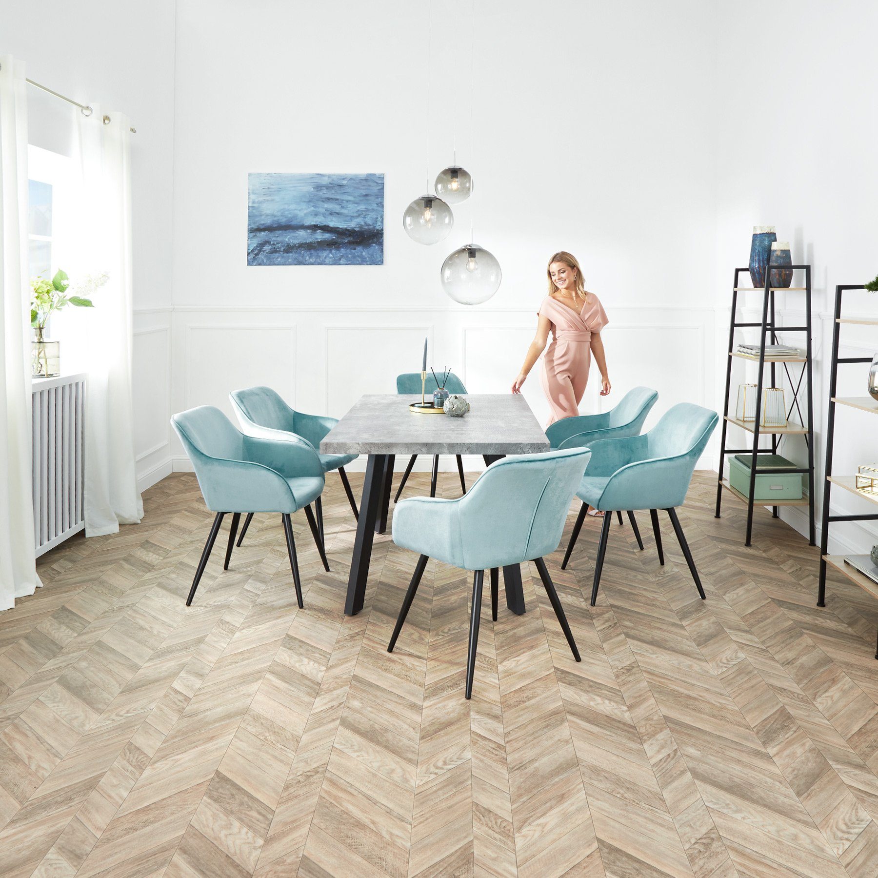 tectake Esszimmerstuhl Marilyn (6er, 6 St), Gepolstert