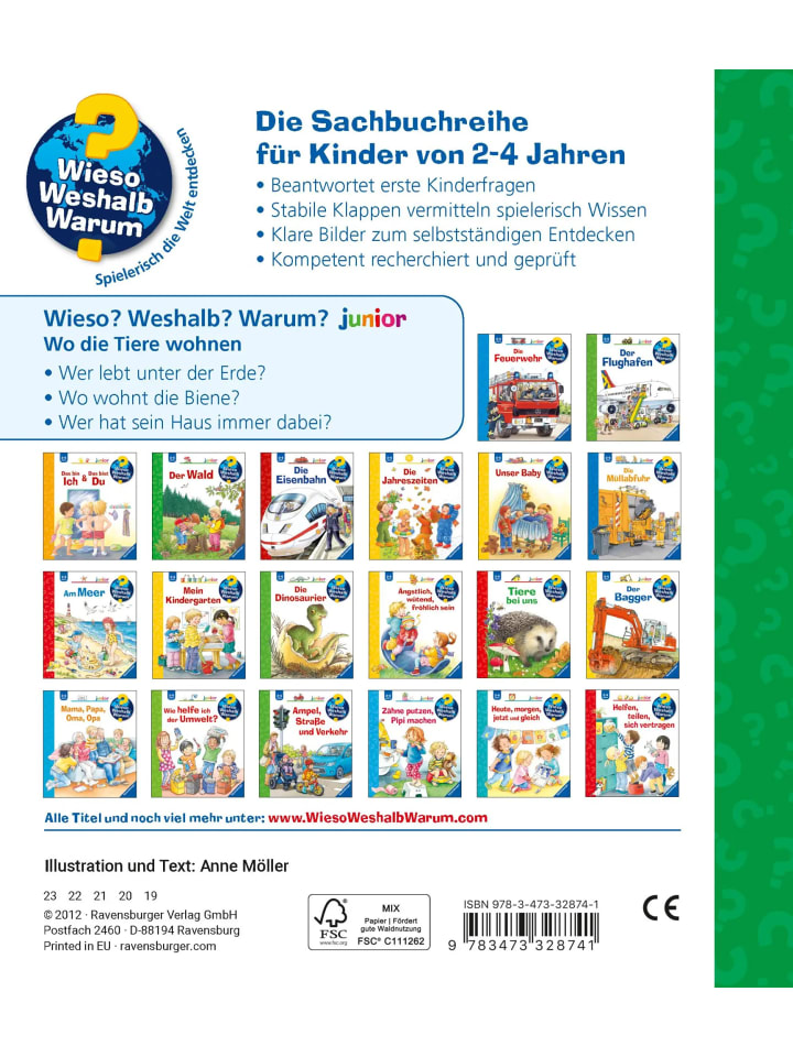 Ravensburger Wieso? Weshalb? Warum? junior, Band 46: Wo die Tiere wohnen günstig kaufen onesize