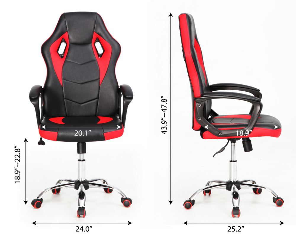 Happy Home Happy Home gepolsterter & ergonomischer Gamingsessel schwarz & rot