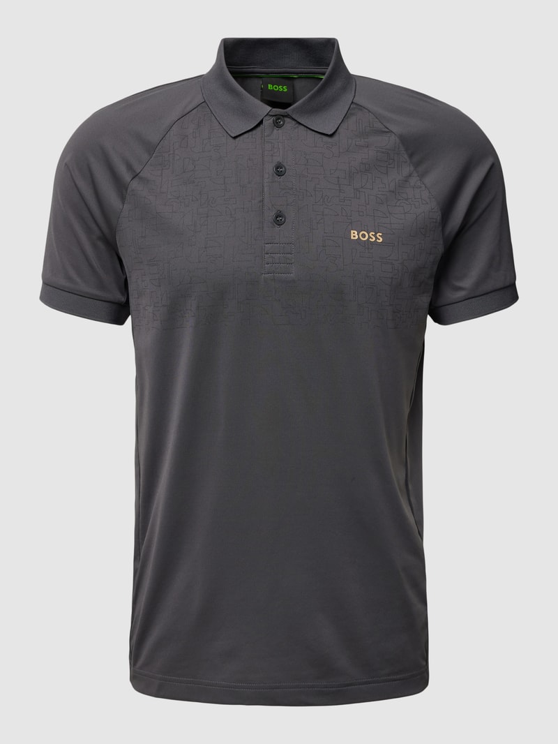 Slim Fit Stretch Poloshirt mit Label-Detail Modell 'Pauletech' in graphit