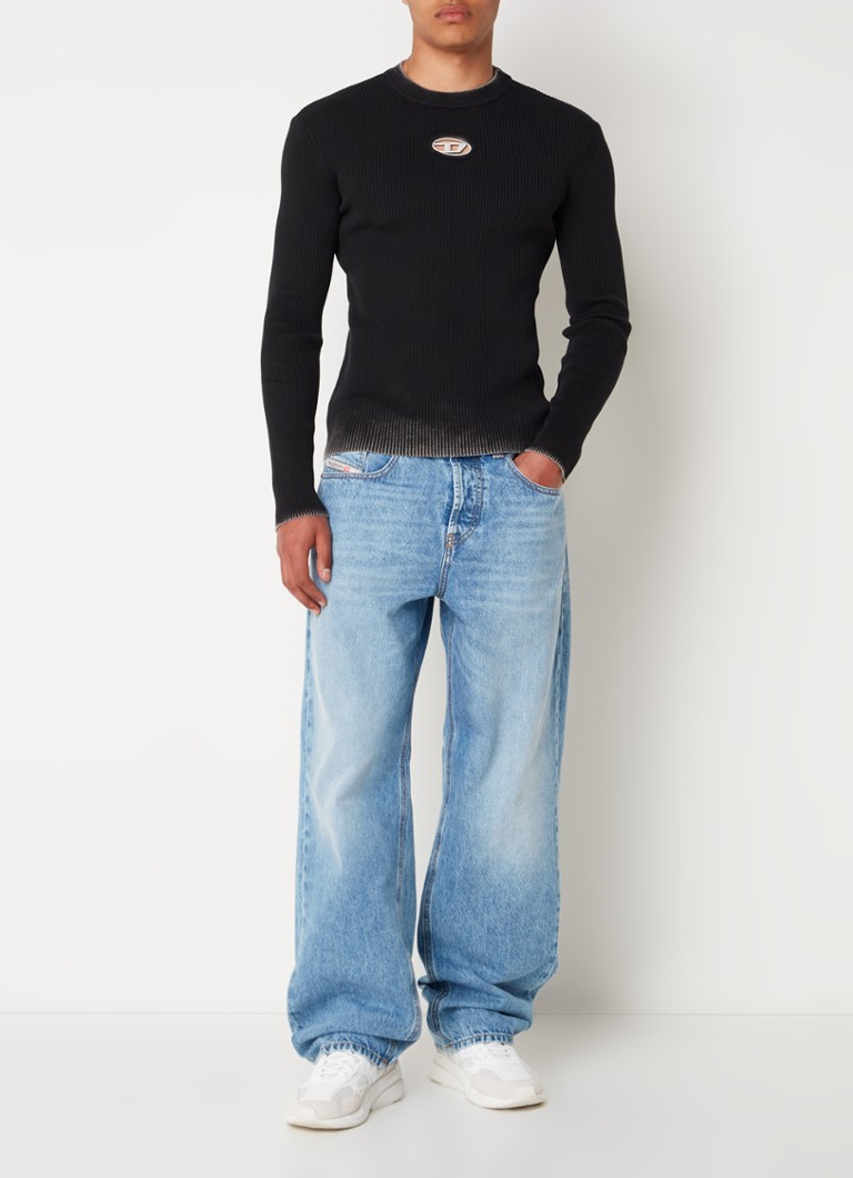Maglione a coste Diesel K-darin con logo e dettagli traforati.