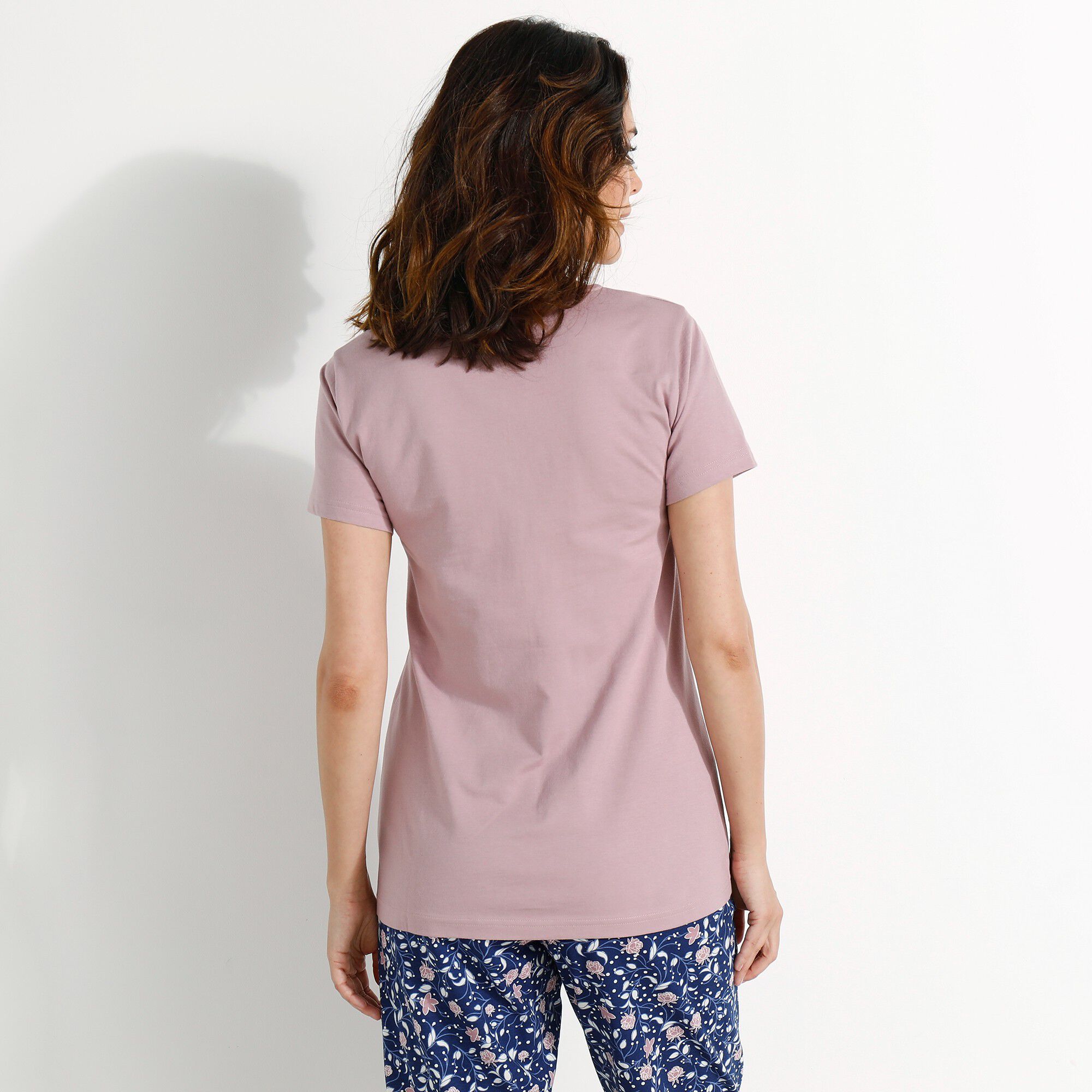 T- shirt pyjama manches courtes motif floral imprimé