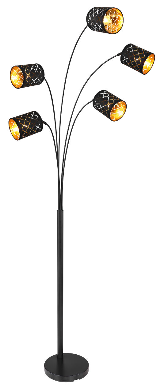 Globo Lighting - CLARKE - Stehleuchte Metall schwarz matt, 5x E14