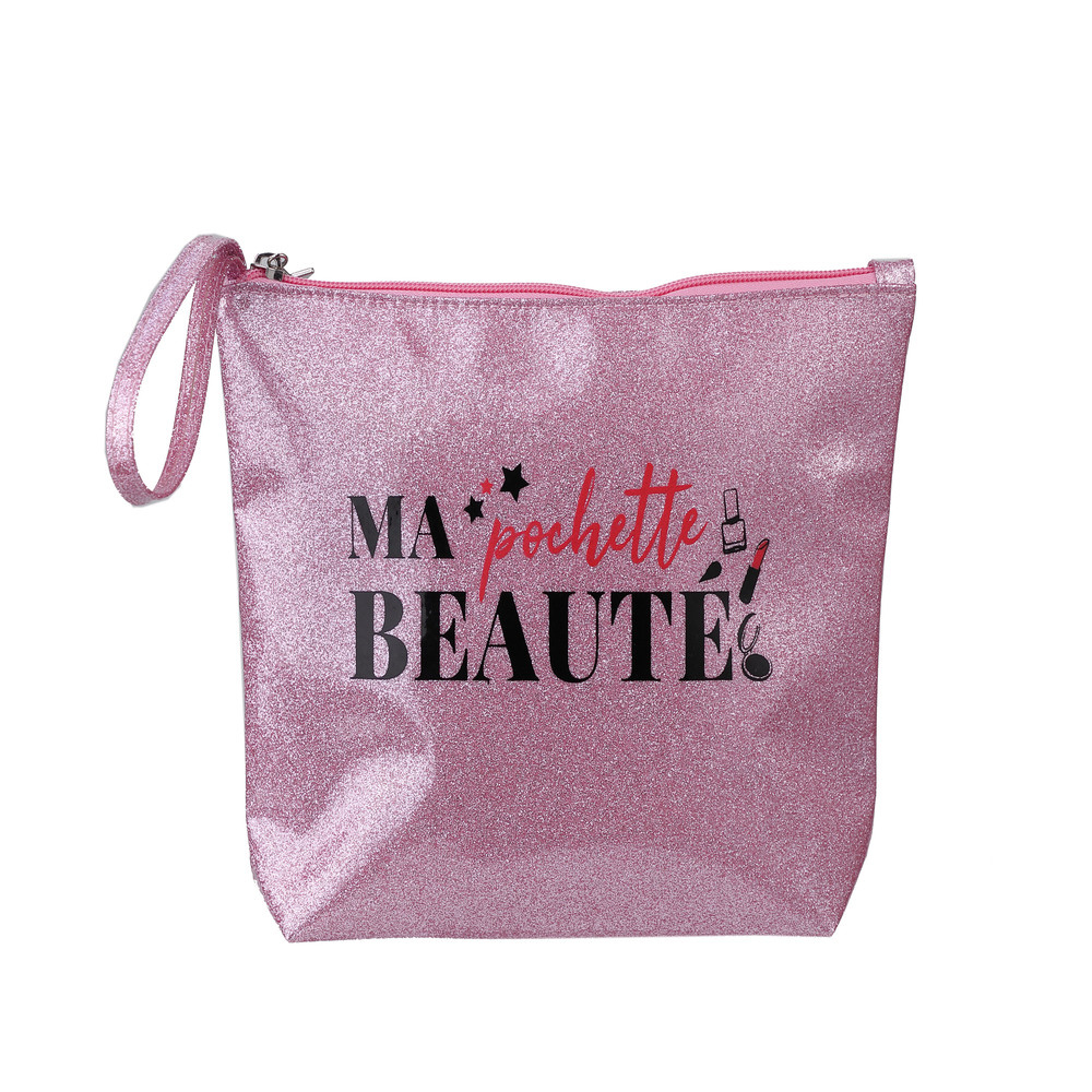 takecare Trousse de toilette rose à paillettes Des P'tits Trucs pour me faire une beauté Trousses de voyage
