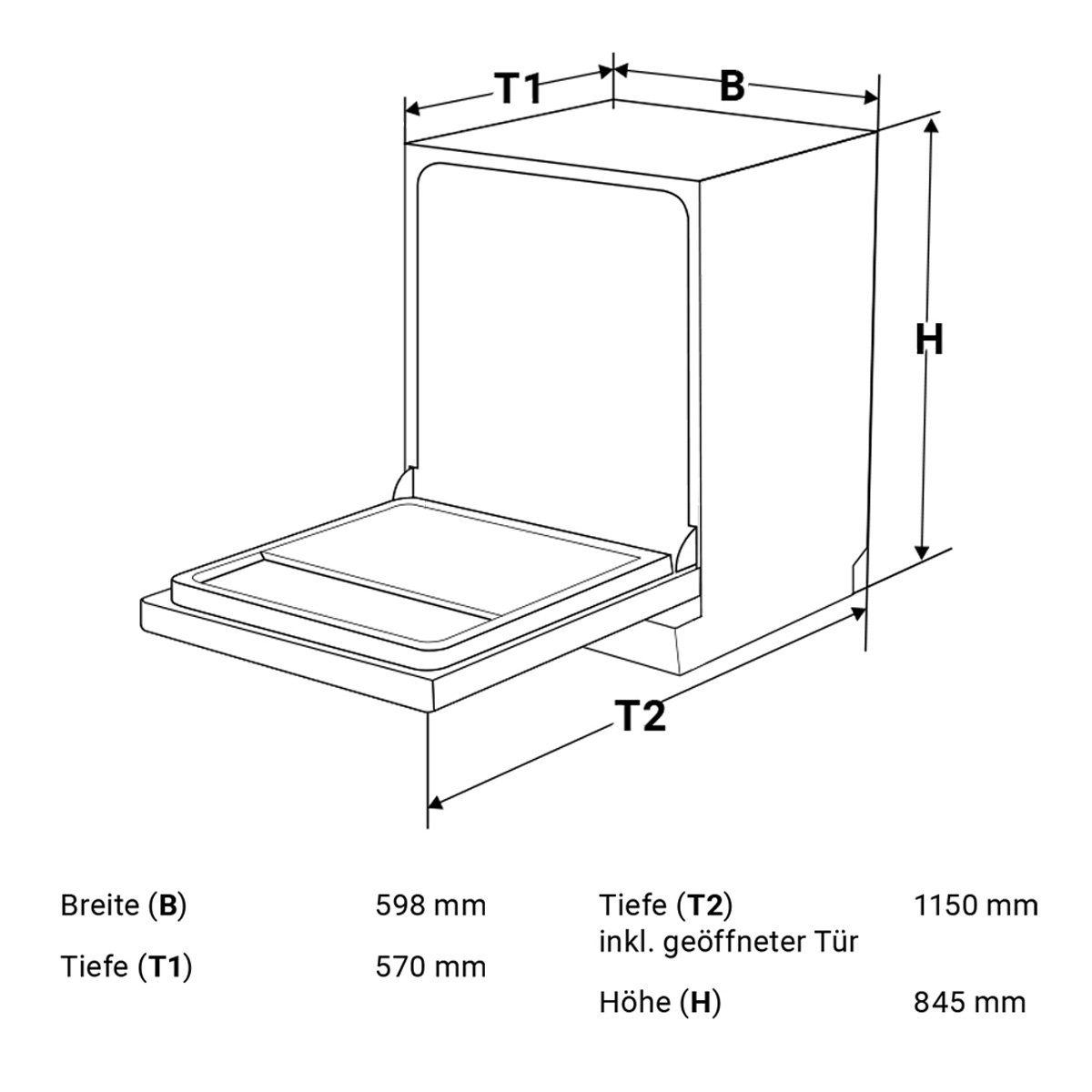 KKT KOLBE Standgeschirrspüler, DW614FS, 10 l, 14 Maßgedecke, 60cm / Edelstahl / AquaStop / 7 Programme / 14 Maßgedecke
