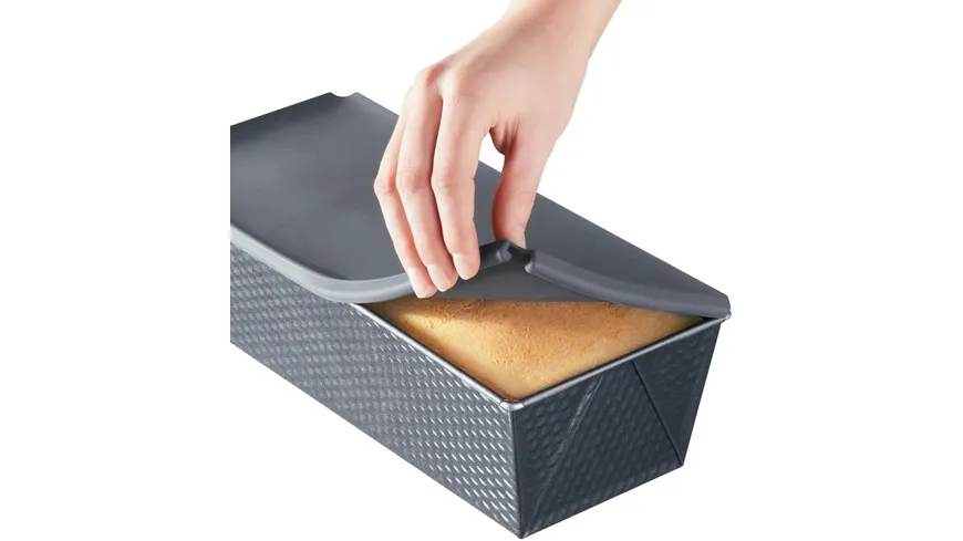 KAISER Brotbackform mit Silikondeckel 32x15cm Grau