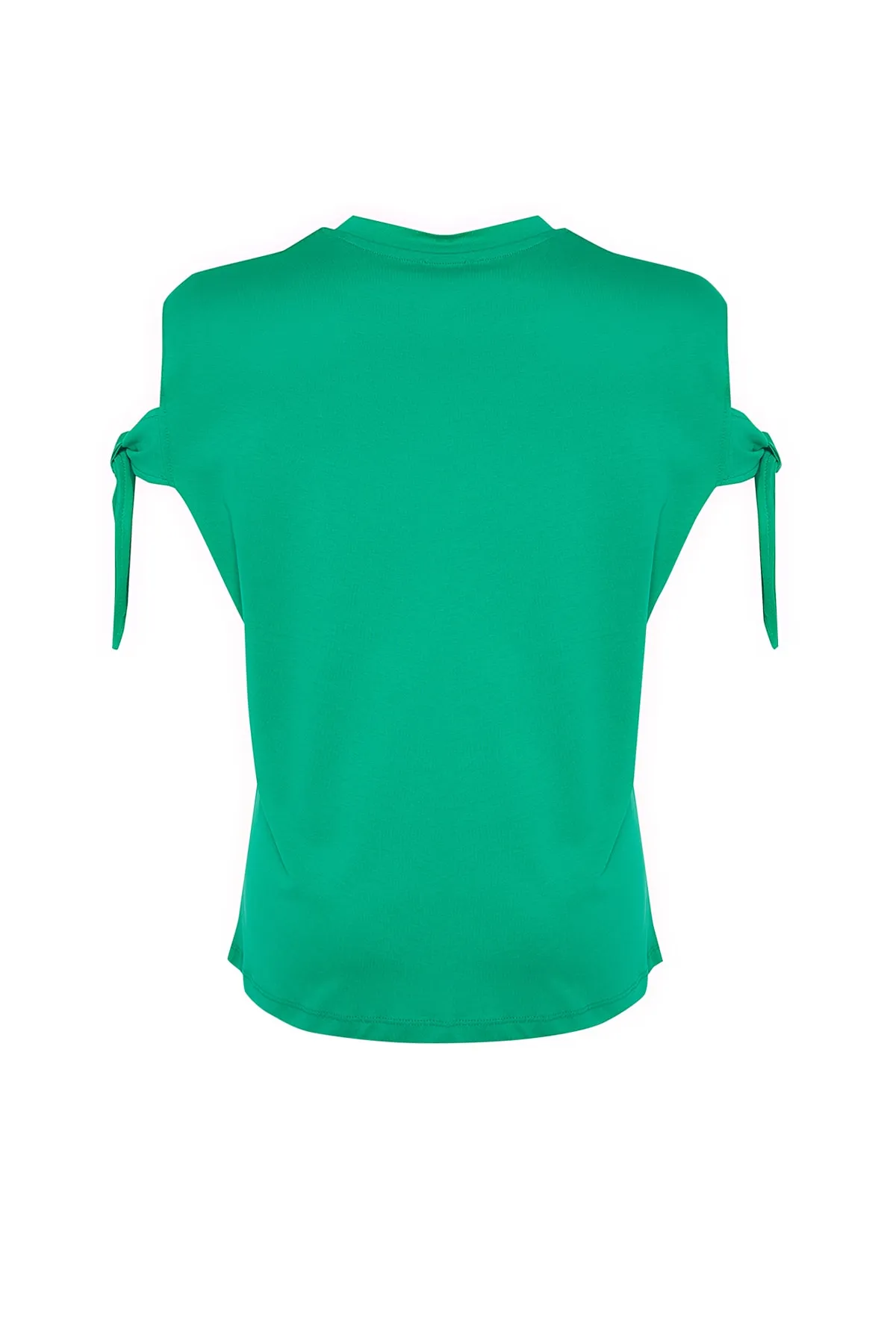 Trendyol Curve  Grünes Strick-T-Shirt mit Bindedetail an den Ärmeln TBSSS22BF0003