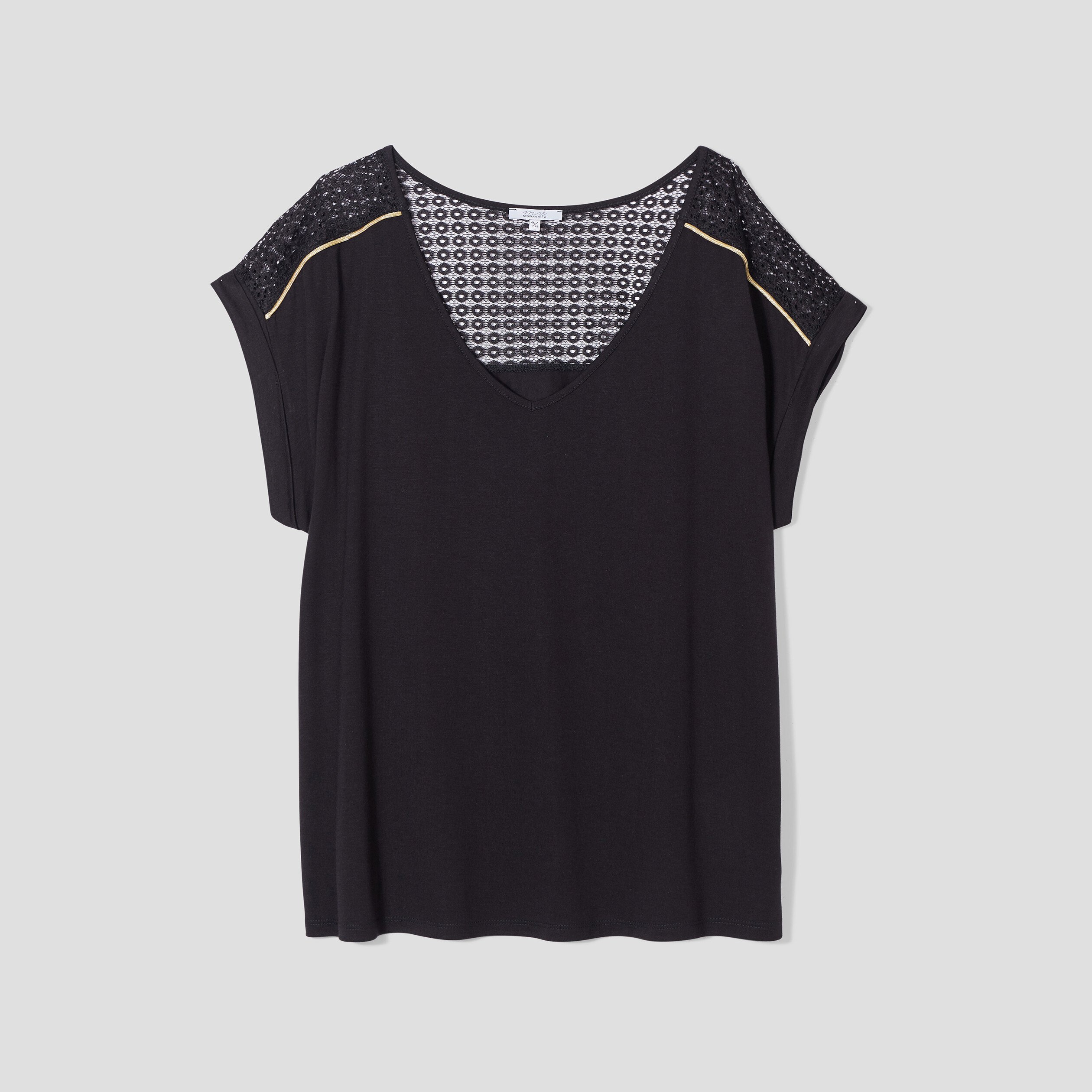 T-shirt manches courtes noir femme grande taille | La Halle