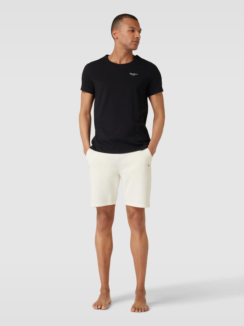 T-Shirt mit Label-Print im 2er-Pack in schwarz
