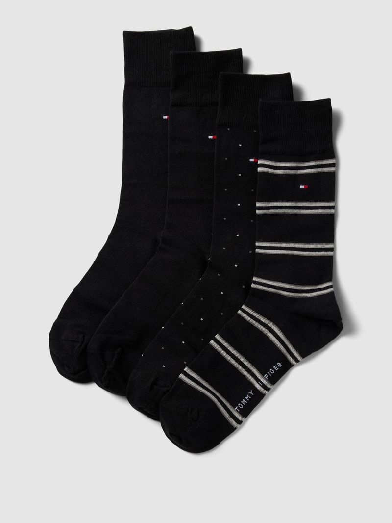 Socken mit Logo-Stitching im 4er-Pack in schwarz