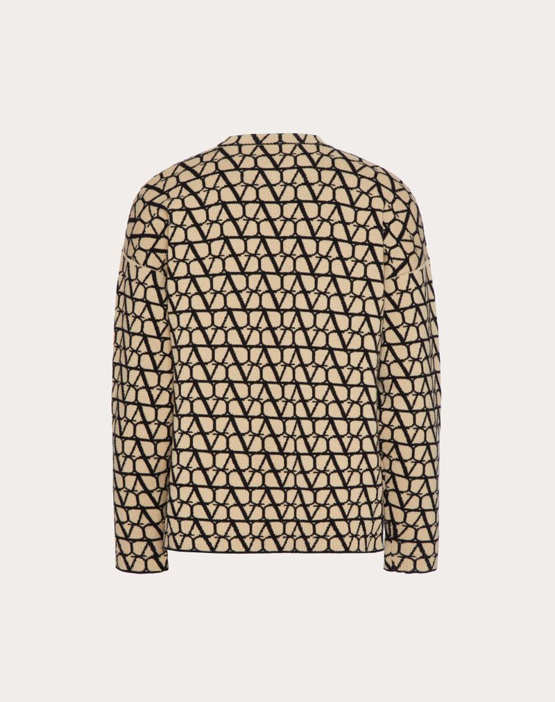 Uldtrøje med rund hals og ikonisk toile-motiv