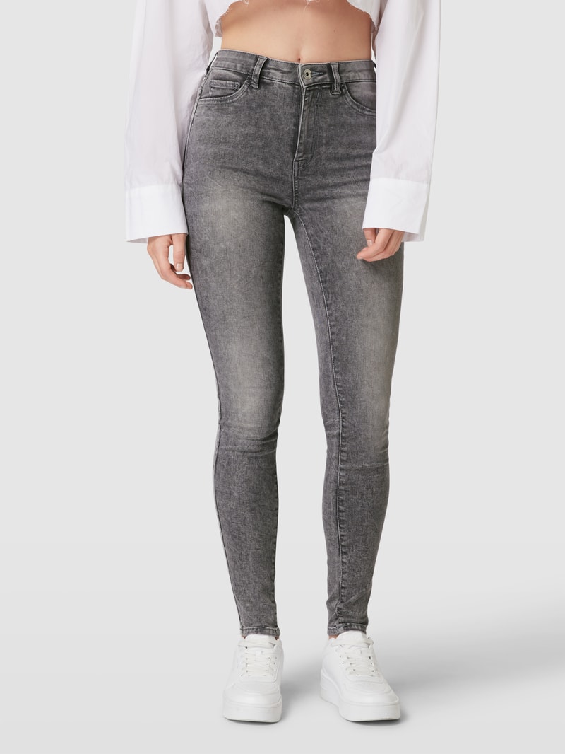Skinny Fit Jeans mit Eingrifftaschen Modell 'ROSE' in mittelgrau