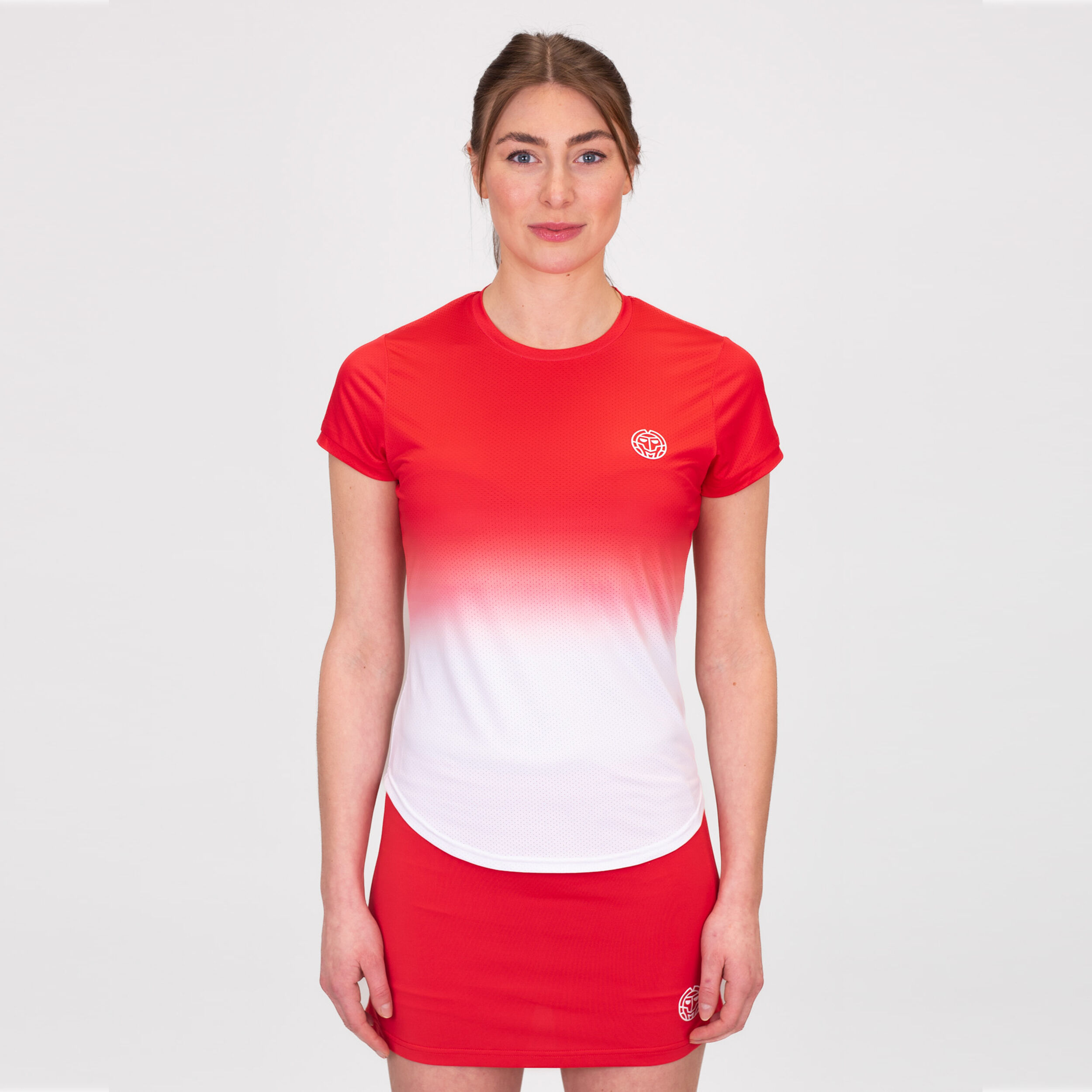 Crew Gradiant T-Shirt Damen - Rot, Weiß