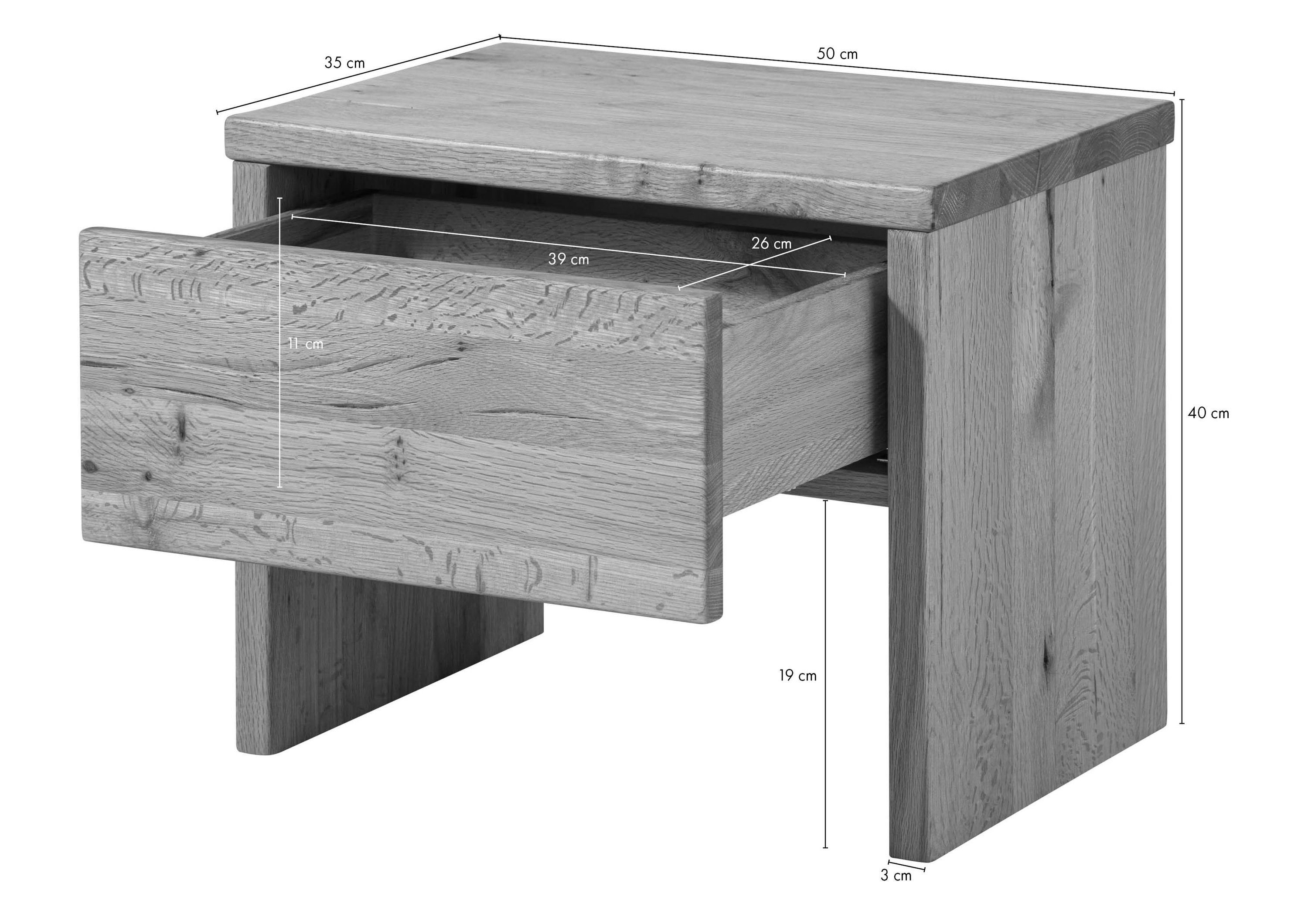 Massivmoebel24 Nachttisch Nachttisch Wildeiche 50x35x40 natur geölt JANGALI #719