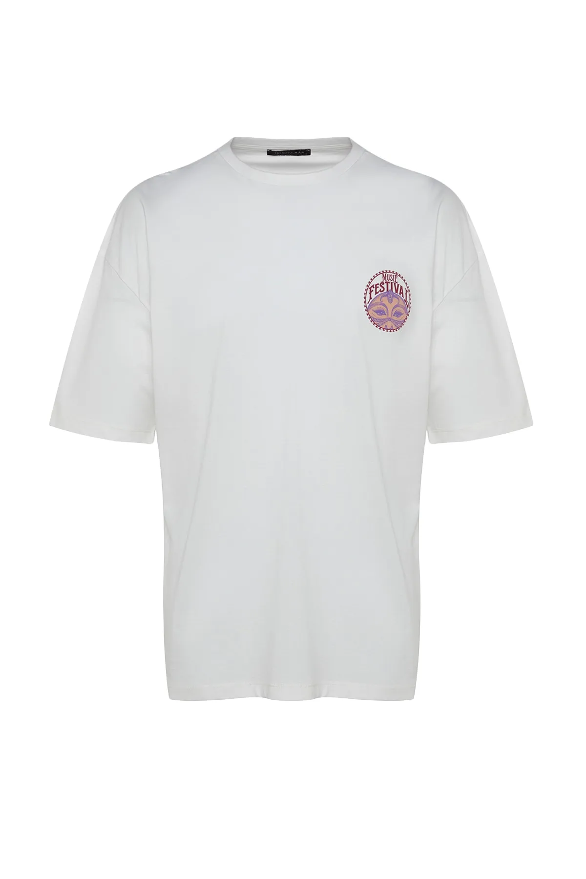 Trendyol Collection  Unisex-T-Shirt aus 100 % Baumwolle mit Ethno-Rückendruck in Übergröße/Weitschnitt TMNSS23TS00212