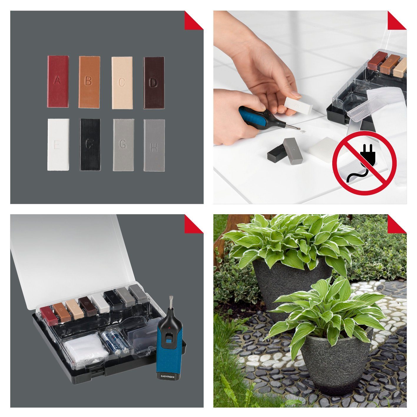 EASYmaxx Bodenfliese Reparatur-Set Fliesen & Steinböden - 16-tlg., Blau