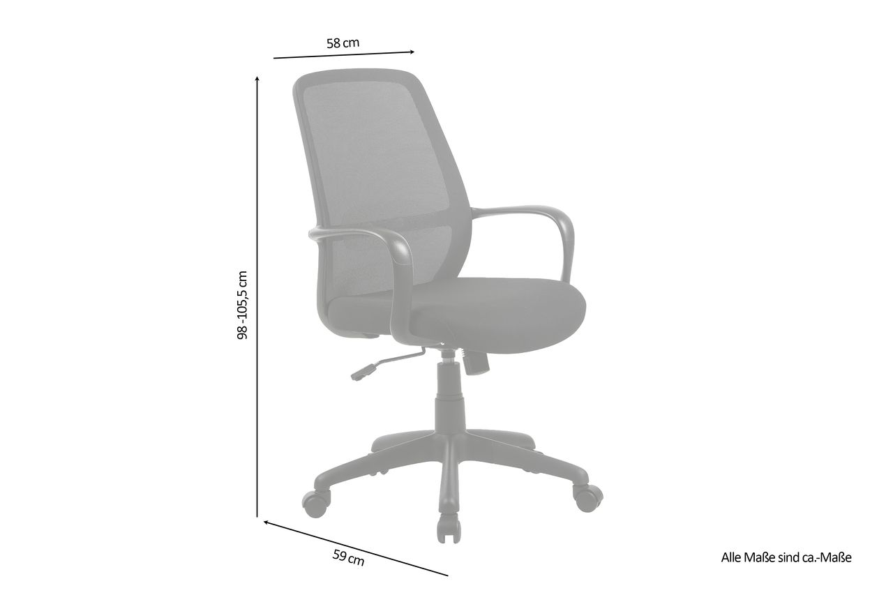 byLiving SMESH Chefsessel, Kunststoff schwarz, Mesh-Webstoffbezug schwarz