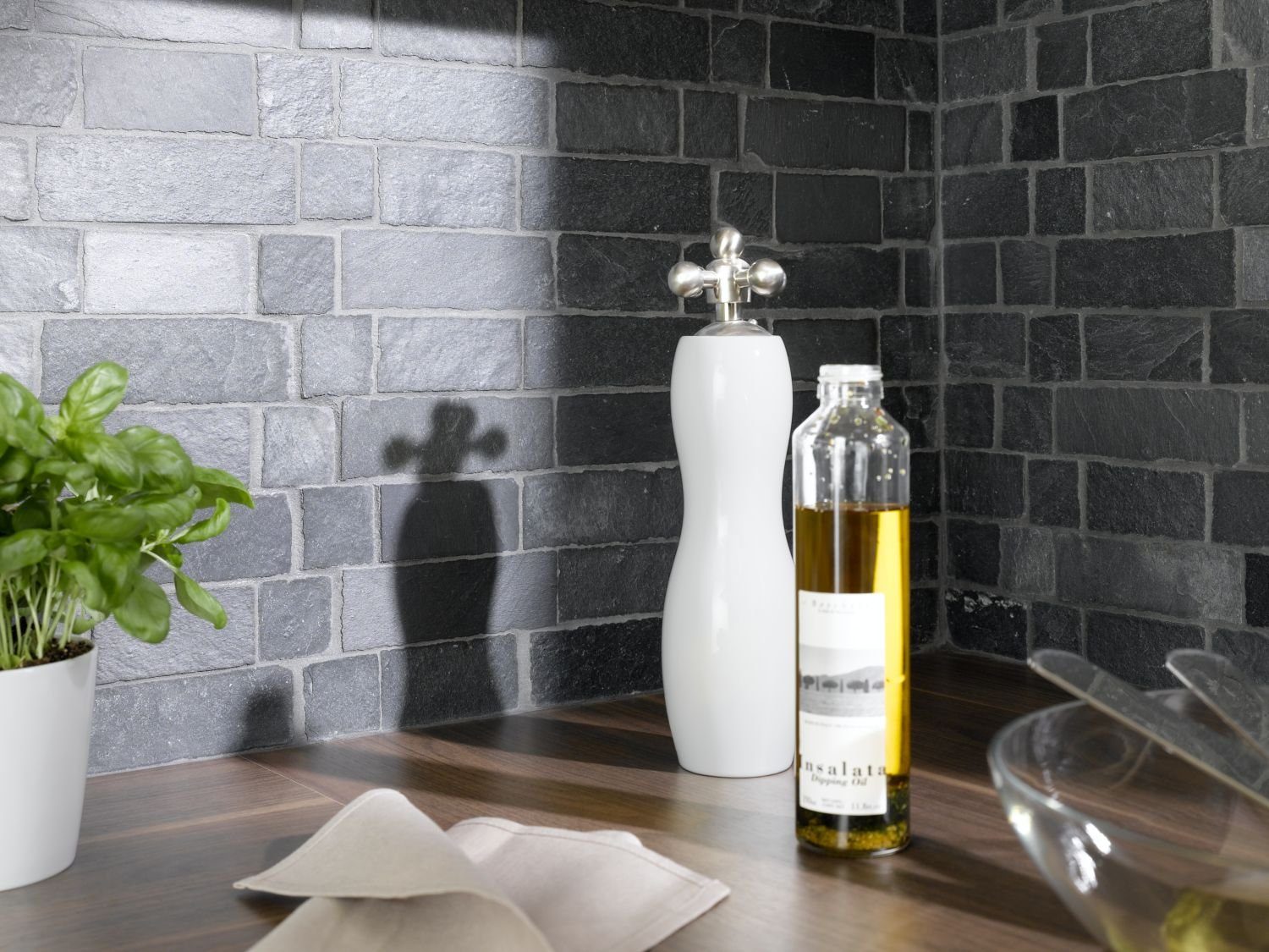Mosani Mosaikfliesen Schiefer Mosaik Fliese Naturstein Brick anthrazit Black Jack Küche