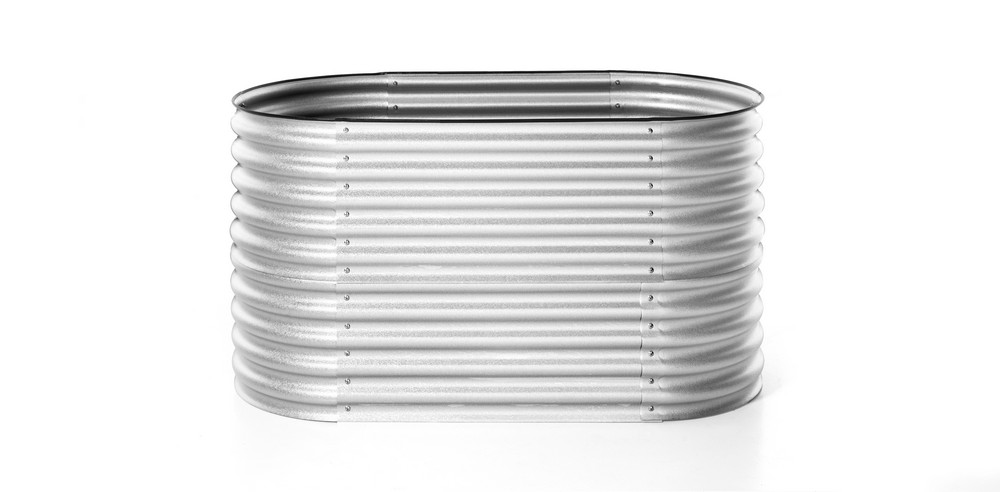 Powertec Garden Stahl Oval Hochbeet XL - Silber