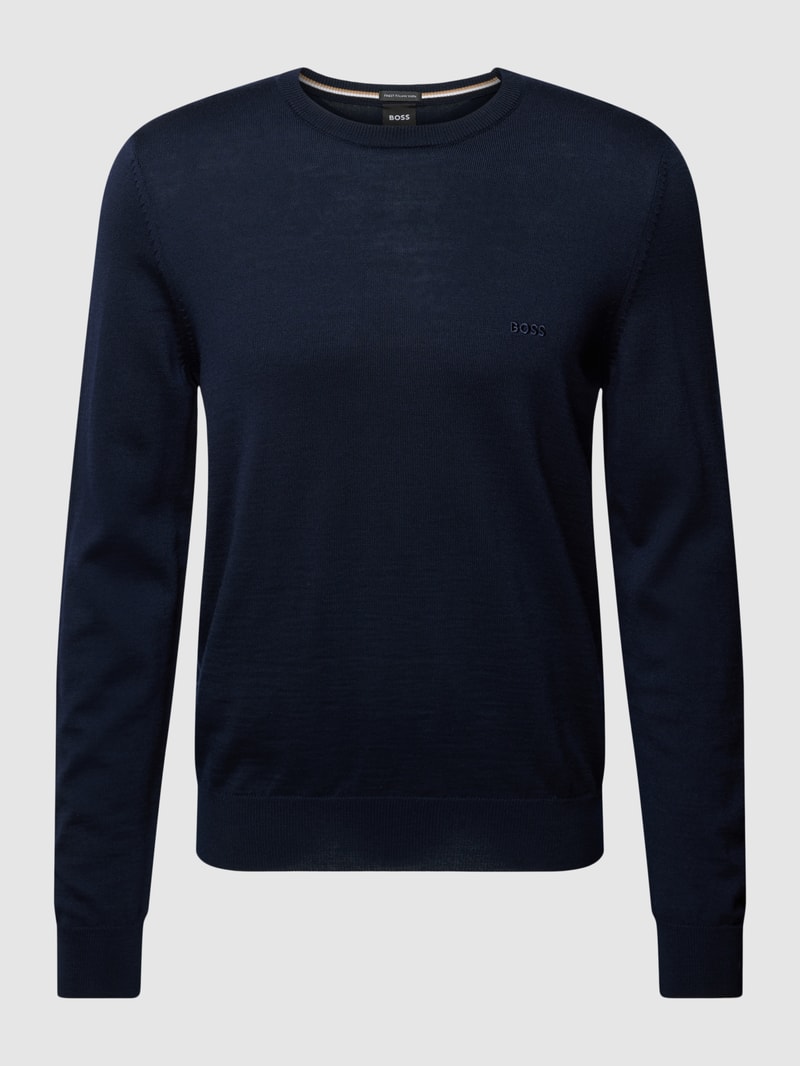 Strickpullover mit Label-Stitching Modell 'Botto' in marineblau