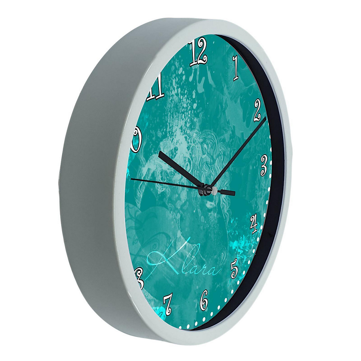 Kinder Wanduhr personalisiert mit Name Traum Petrol