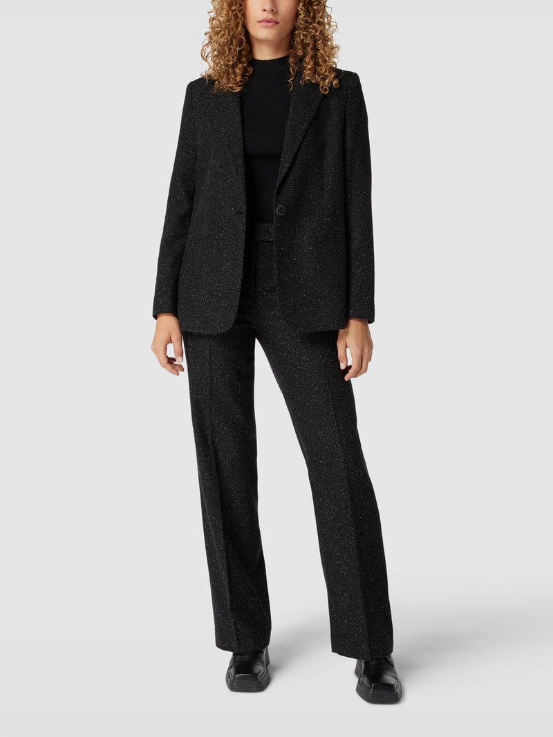 Blazer mit Woll-Seide-Anteil und Strukturmuster in schwarz