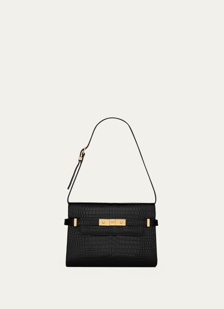 Geantă de umăr mică Saint Laurent Manhattan din piele de vițel.