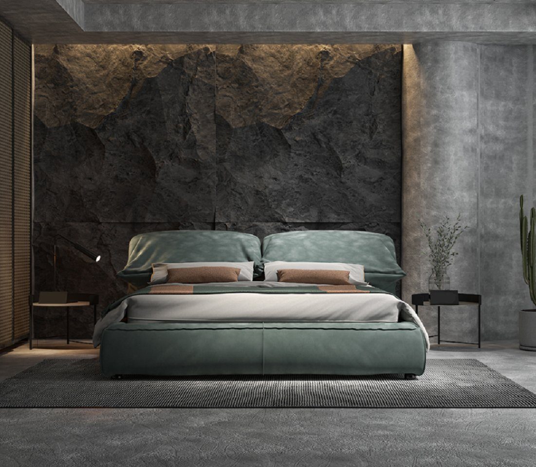 JVmoebel Bett Grünes Schlafzimmer Bett Designer Luxus Material Holzgestell (1-tlg., Nur Bett), Made in Europa