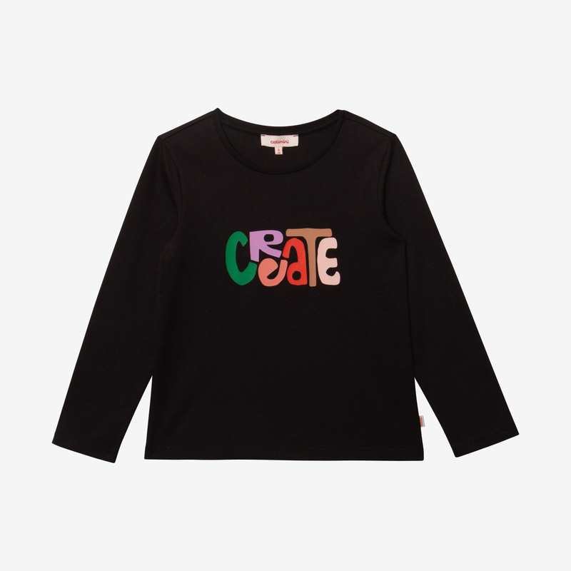 T-shirt fille message noir en coton recyclé Catimini