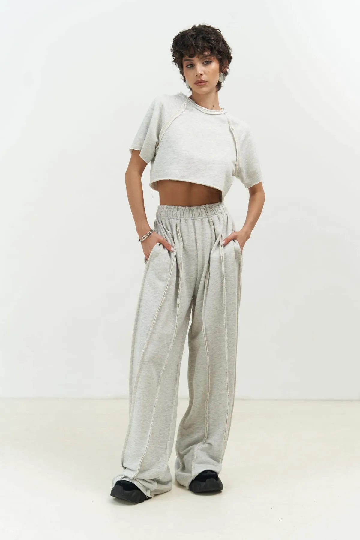 MAİ COLLECTİON  Marcio Karmelange Crop-Trainingsanzug-Set