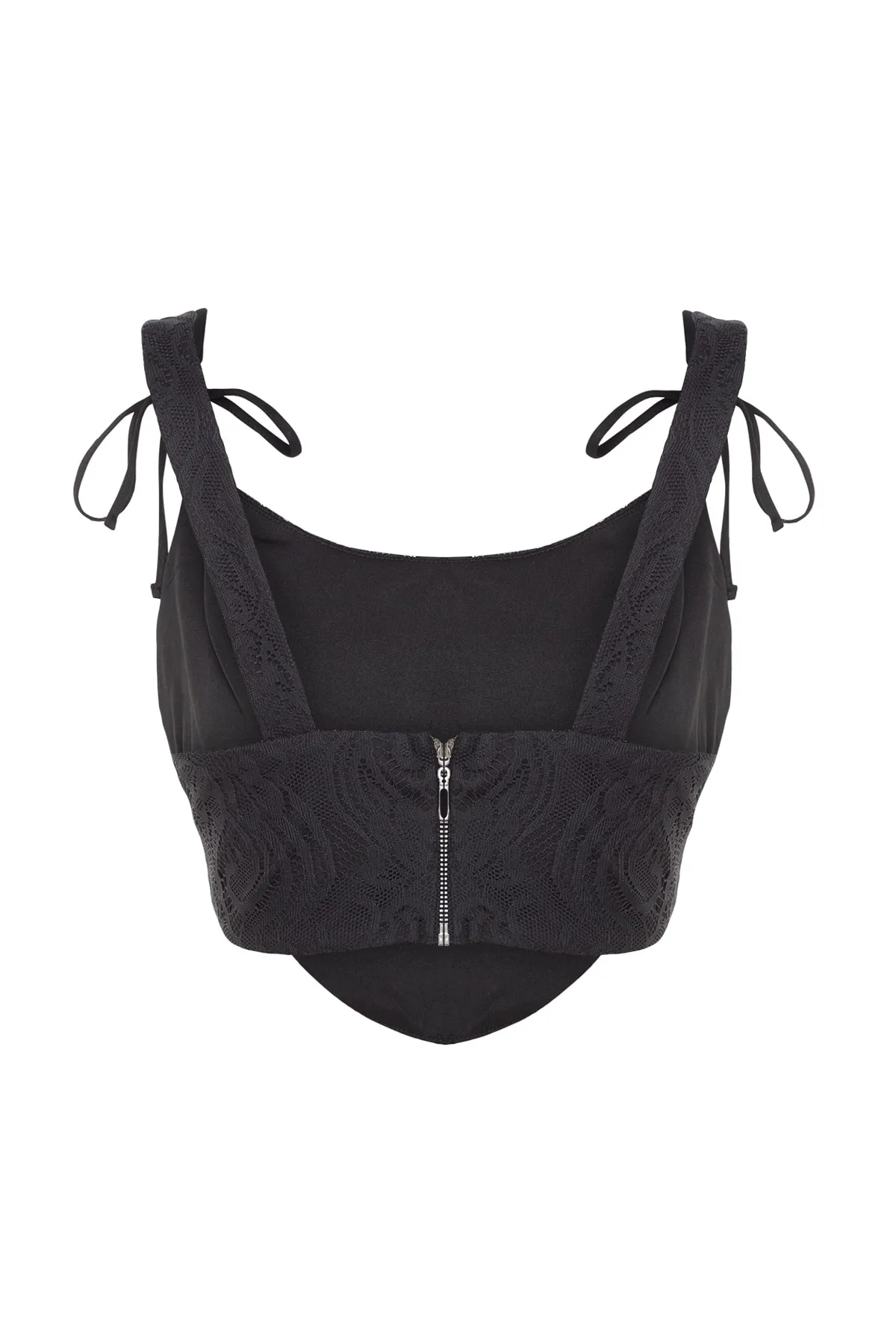 Trendyol Collection  Schwarzes, bauchfreies, gefüttertes Spitzen-Bustier TPRSS23BS00032