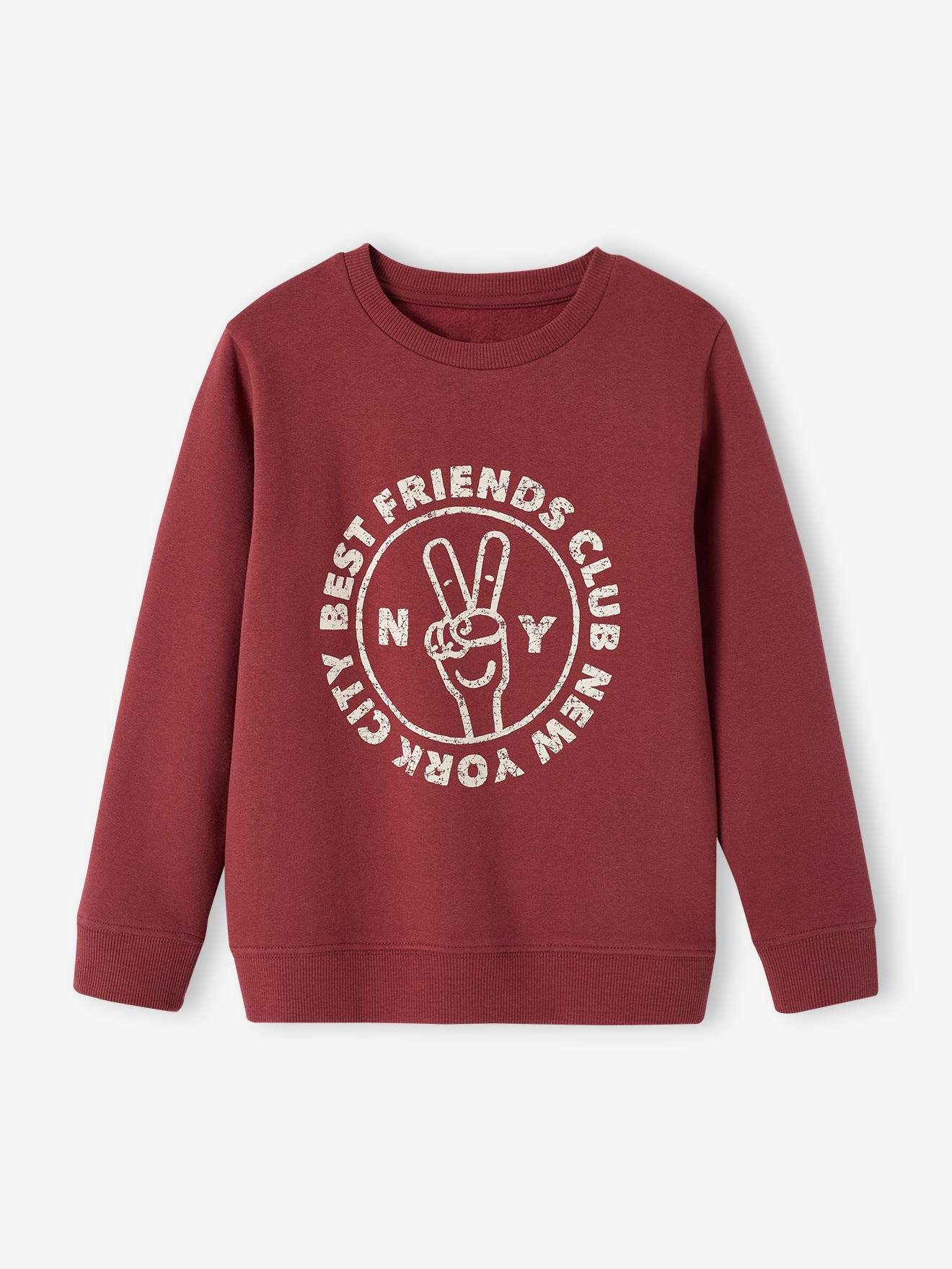 Sweat Basics motifs graphiques garçon blanc chiné