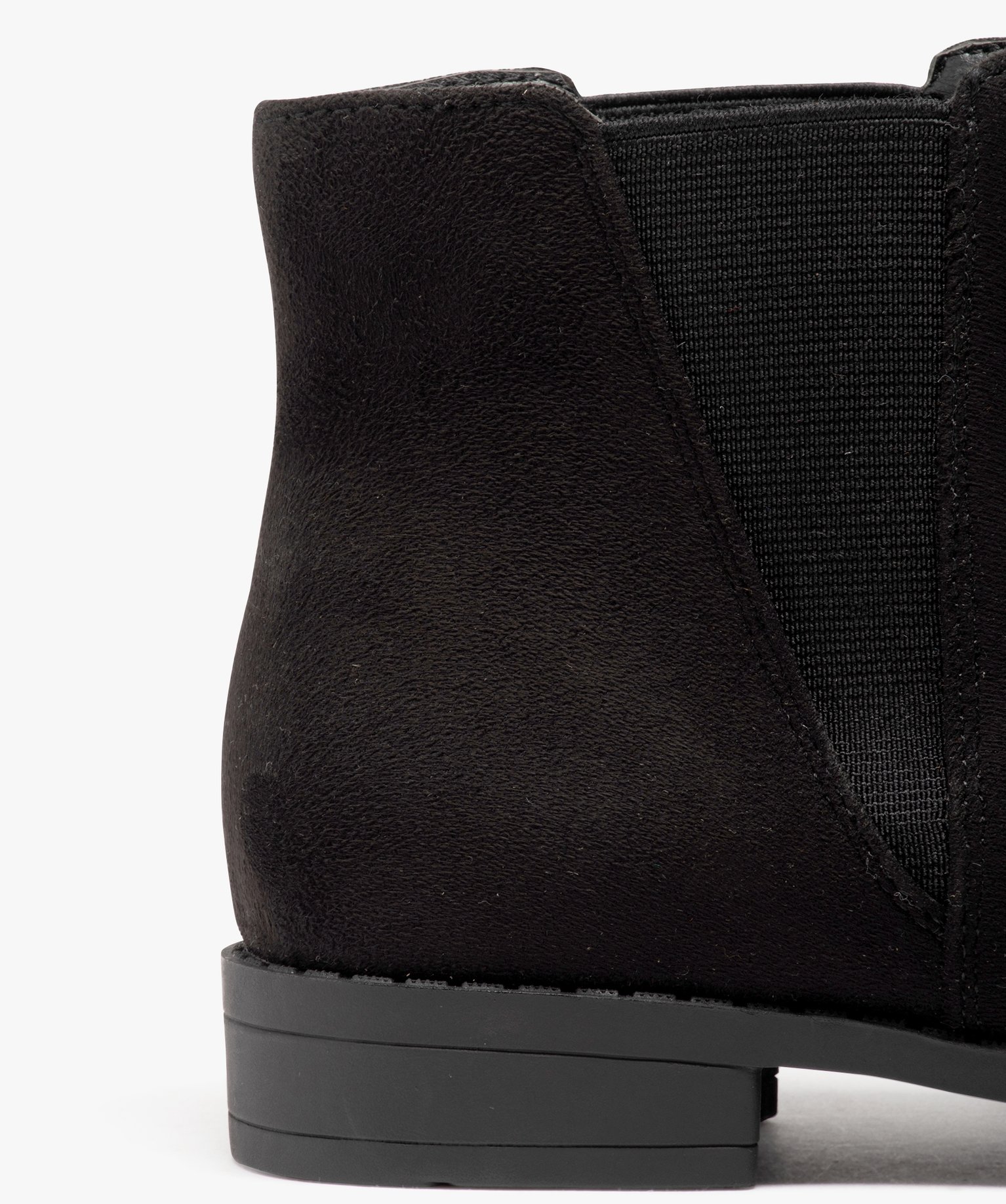 Boots Chelsea en suédine à talon plat femme noir | GEMO