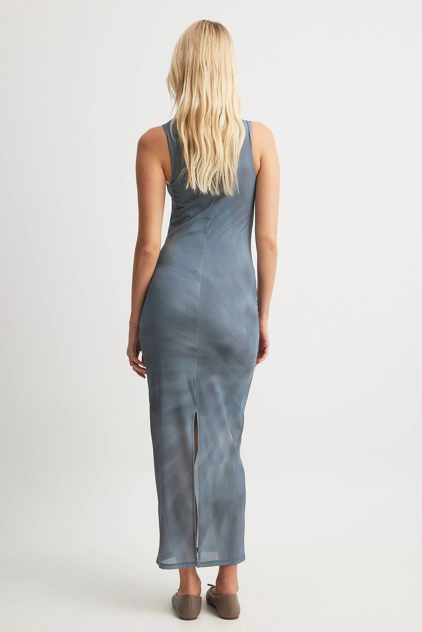 Ärmelloses Mesh-Maxikleid