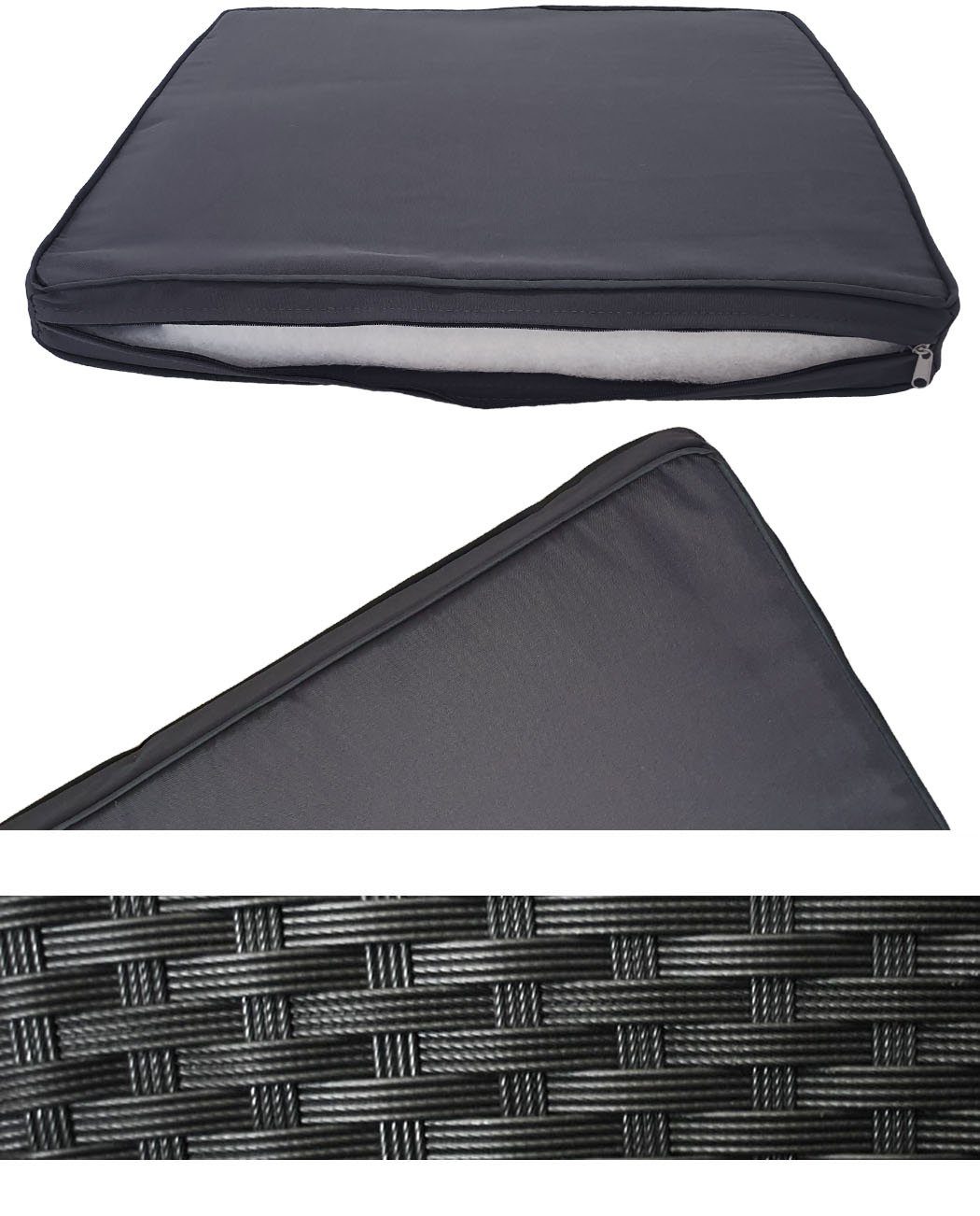 KMH Gartenstuhl 2er Set Polyrattan Hochlehner TJORBEN schwarz (10