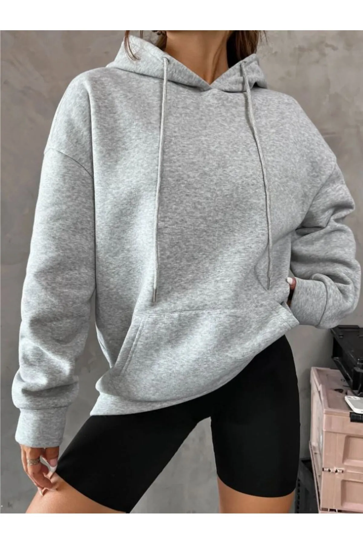Know  Graues „Good Vibes 1997“-Kapuzenpullover mit Print für Damen