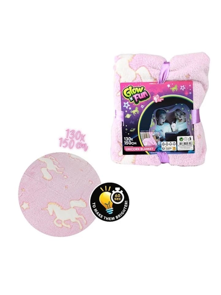 Toi-Toys Kinder-Decke Einhorn leuchtet im Dunkeln 130 cm x 150 cm 0 Monate günstig kaufen onesize