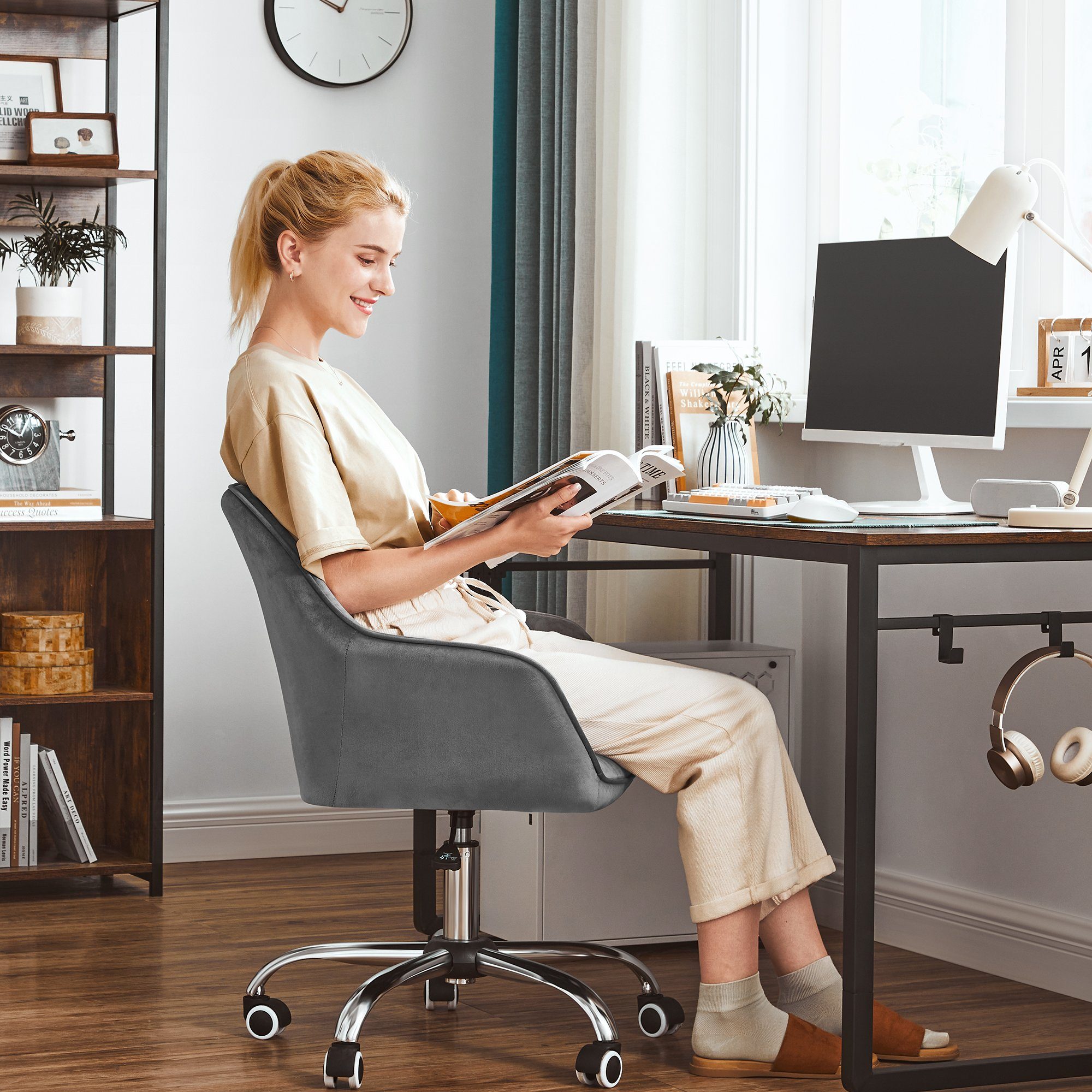 SONGMICS Bürostuhl, atmungsaktiv, Samt, Home-Office