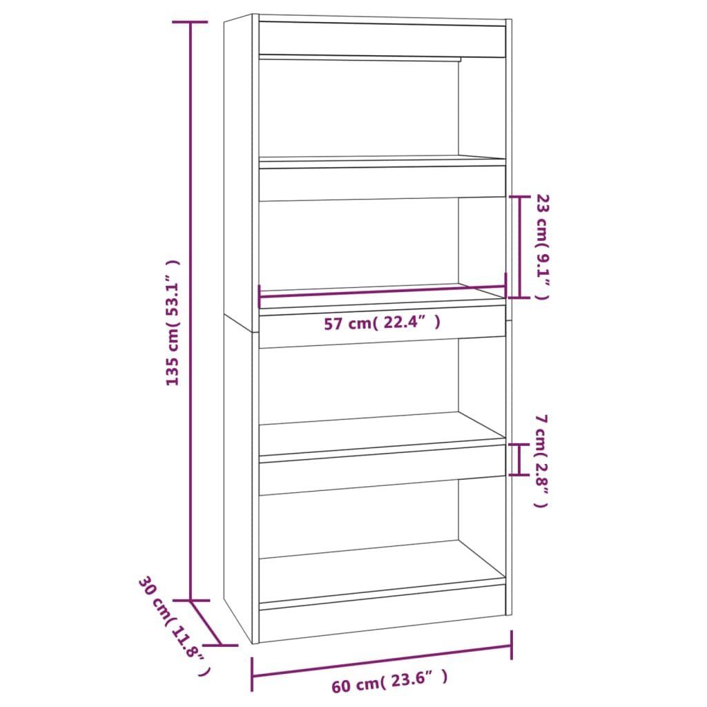 vidaXL Bücherregal Bücherregal/Raumteiler Braun Eichen-Optik Holzwerkstoff, 1-tlg.