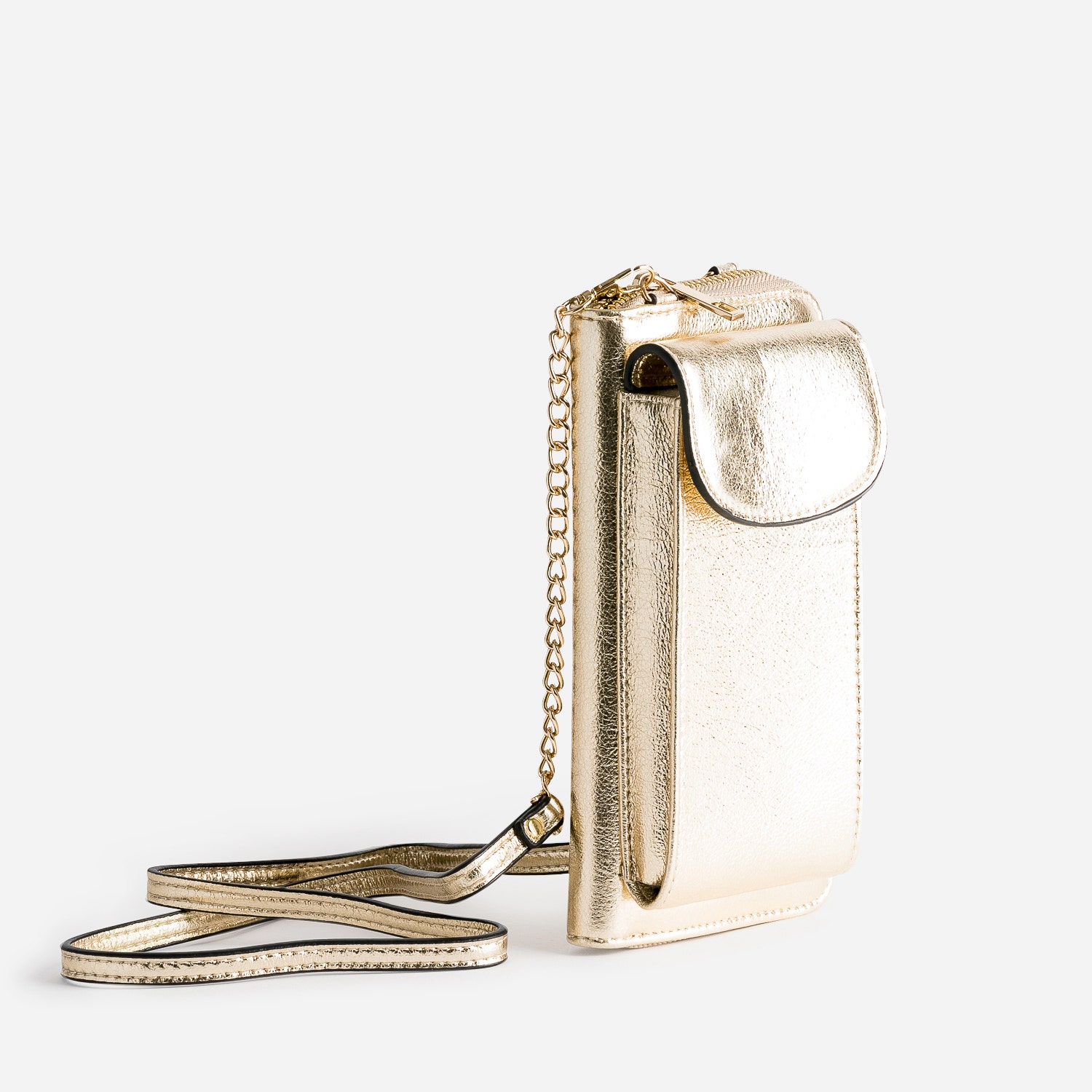 Portefeuille-sac à portable TEXTO doré métallisé