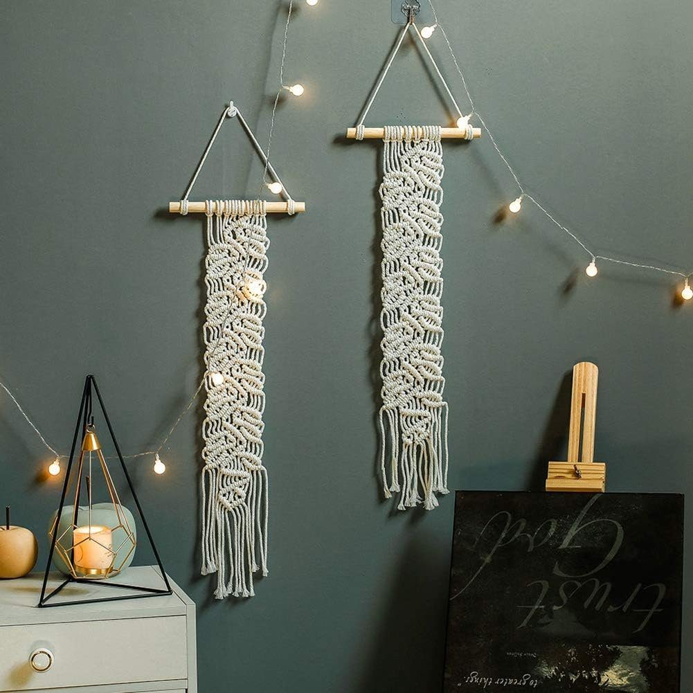 Wandteppich Wandteppich Handgefertigte Blattmuster Makramee Wandbehang Boho 2 Set, FELIXLEO