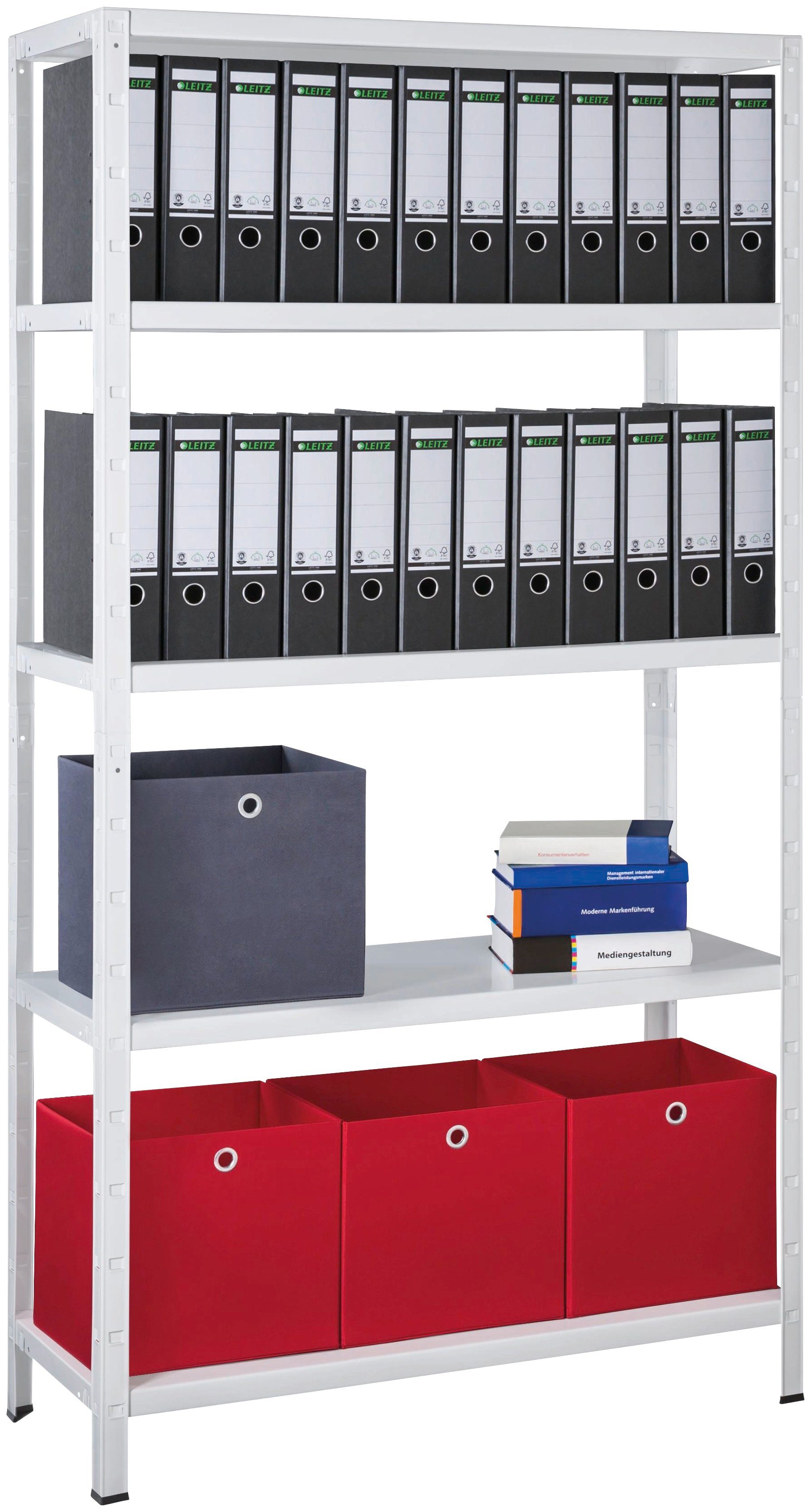 SCHULTE Regalwelt Steckregal Stecksystem-Grundregal, Metall weiß, 2000x1000x350 mm, 5 Böden