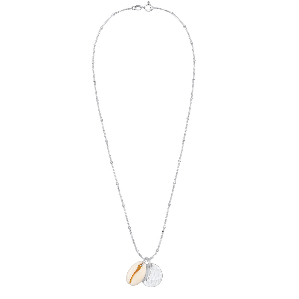 Elli Elli Collier Femmes Boule Plaquette Coquillage Cauri Pendentif Tendance en Argent Bijoux