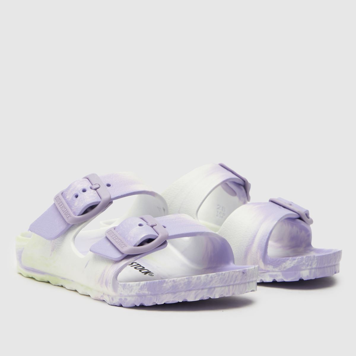 BIRKENSTOCK vita & lila Arizona Eva flickor sandaler för småbarn